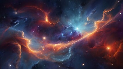 Wall Mural - Abstract illustration background Digital artwork of a cosmic scene, showcasing a vibrant and colorful nebula with massive colors and stars, Colorful dreamy space backdrop