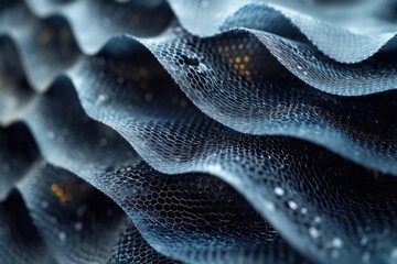 Canvas Print - Abstract blue textured wavy mesh pattern.