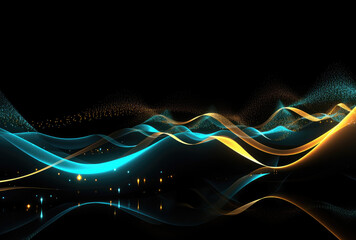 Wall Mural - Elegant Blue and Gold Waves Abstract Background