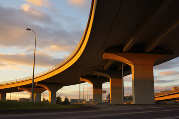 Canvas Print - Sunset Glow on Urban Overpass Architecture