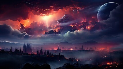 Wall Mural - cosmic nebula background sky cloud breathtaking view milky way with vibrant a space star universe astronomy science fantasy astral mystery