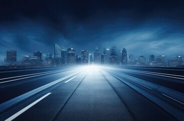 Canvas Print - Futuristic City Night Lights and Highway