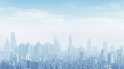 Canvas Print - Serene Urban Skyline in Misty Blue Tones