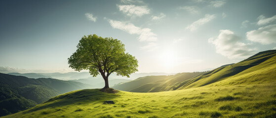 Wall Mural - Embrace Nature's Solace: Lonely Tree at Sunrise