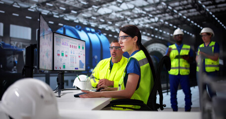 Fototapete - Engineer Operators Using Scada System