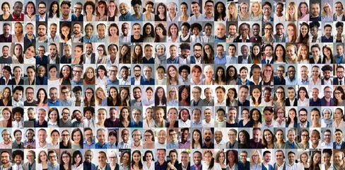 Wall Mural - Multicultural Faces Photo Collage