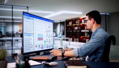 Poster - Appointment Schedule Planner And Date Calendar On Laptop