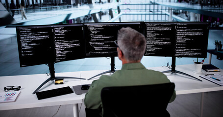 Fototapete - Software Programmer Or Coder Man