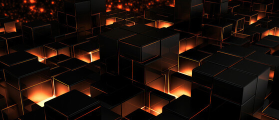 Futuristic Glowing Cubes Digital Landscape