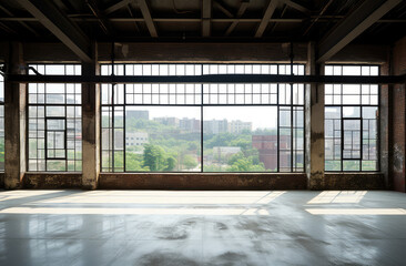 Poster - Panoramic Urban Loft Window View