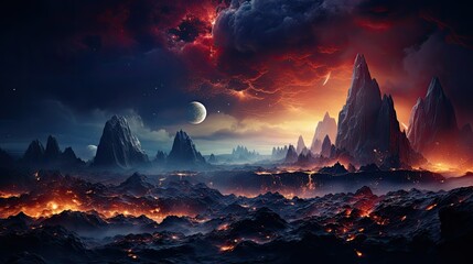 Wall Mural - realistic planetary background outer space galaxy sky nebula imagine stars moonlight fantasy astronomy lanscape 