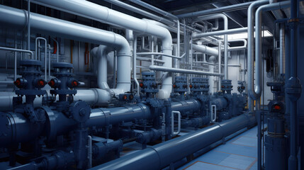 Poster - Intricate Network of Industrial Pipes