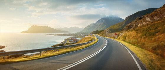 Canvas Print - Scenic Coastal Highway at Sunrise