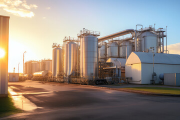 Poster - Industrial Facility at Sunset