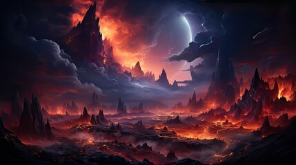 Wall Mural - realistic planetary background outer space galaxy sky nebula imagine stars moonlight fantasy astronomy lanscape 