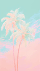 Sticker - Pastel tropical palm trees art