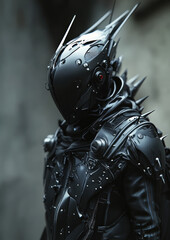 Poster - A man in a black costume with spikes on his head and chest