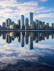 Sticker - Urban Skyline Reflecting on Calm Water