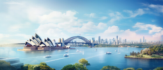 Poster - Sydney Harbor with Iconic Landmarks