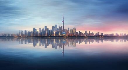 Canvas Print - Tranquil City Skyline at Dawn