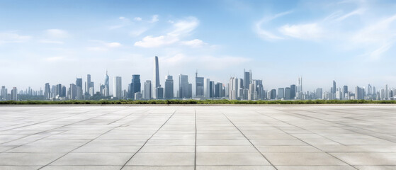 Poster - Modern City Skyline with Clear Blue Sky