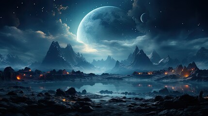 Wall Mural - a dramatic night breathtaking sky view of a scattered vibrant star and clouds forming nebula showcasing swirling of gas and dust
