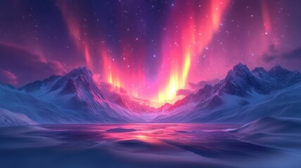stylized 3d style northern lights with enhanced depth and vivid colors.
