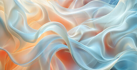 Poster - Fluid forms blending harmoniously, evoking a sense of tranquility and balance in an organic shapes abstract background. Generative AI.
