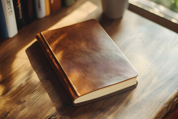 Wall Mural - Leather-Bound Notebook Mockup  