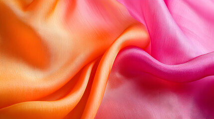 Wall Mural - Orange and pink fabrics as background, closeup  