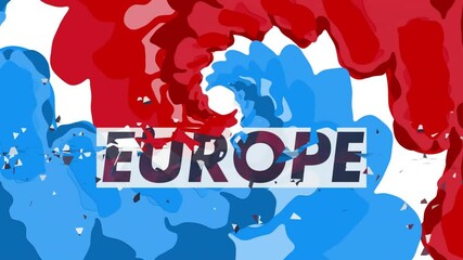 Poster - Animation of europe text over blue and red shapes
