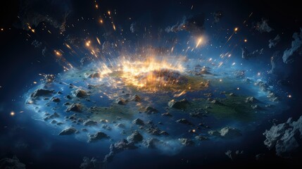 Wall Mural - view of the earth from space galaxy sky nature universe background globe stars fantasy space
