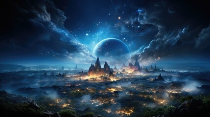 Wall Mural - view of the earth from space galaxy sky nature universe background globe stars fantasy space