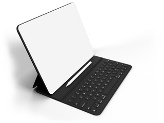 Canvas Print - modern digital tablet empty screen with keyboard and pen. mockup template for presentation branding,