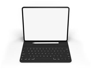 Canvas Print - modern digital tablet empty screen with keyboard and pen. mockup template for presentation branding,