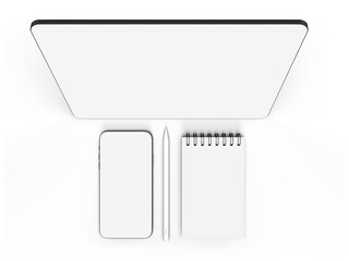 Canvas Print - modern digital tablet, smartphone empty screen with pen. mockup template for presentation branding, 