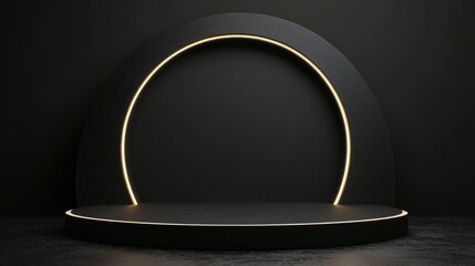 Poster - Black stage podium decoration ideal for product displays 3D rendering