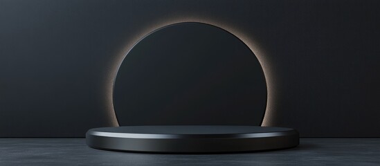 Poster - Elegant black podium backdrop for luxury cosmetic branding and product showcase 3D rendering illustration