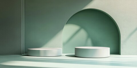 Aufkleber - Minimal Background Featuring Two Podiums for Product Display