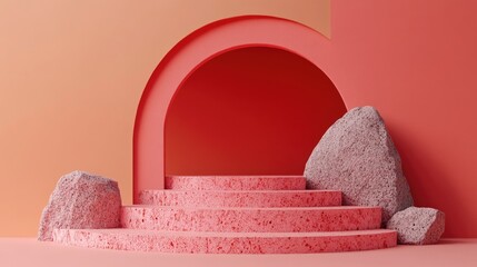 Aufkleber - Abstract geometric background featuring stone and rock shapes ideal for a minimalist podium display or showcase 3D rendering