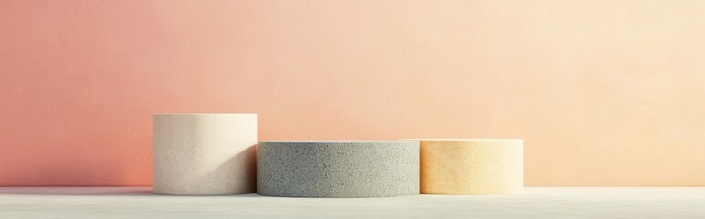 Aufkleber - Product podium on a pastel background featuring 3D elements Abstract minimal geometric design Theme for studio display platform Exhibition and marketing presentation stage 3D rendering