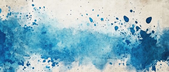 Poster - Abstract blue watercolor splash background with a textured drop design on a grunge paper surface