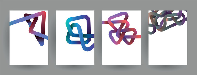 Fototapete - Modern abstract covers set. Abstract shapes composition. Futuristic minimal design.