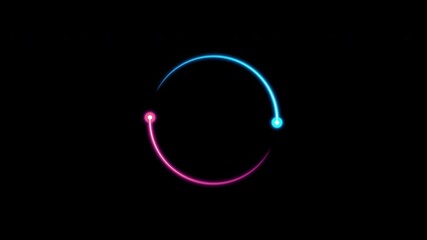 Poster - Technology loading circle animation. Modern neon rotating progress bar animation. Glowing neon light circle loading. Neon light. Transparent background with alpha channel