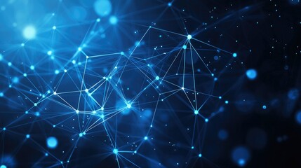 Abstract blue technology background with connection lines and dots