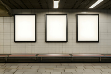 Wall Mural - Three Subway Station Poster Displays Mockup  