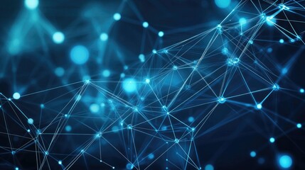 Abstract blue technology background with connection lines and dots