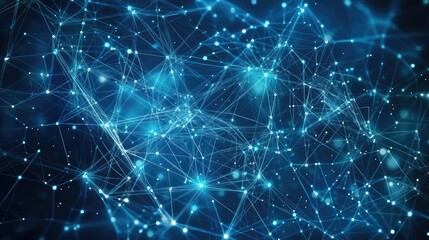 Abstract blue technology background with connection lines and dots