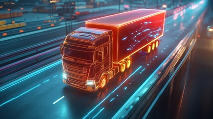 futuristic shipping road hologram