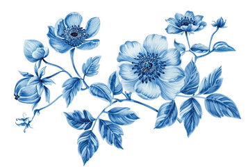 Canvas Print - Elegant blue floral illustration